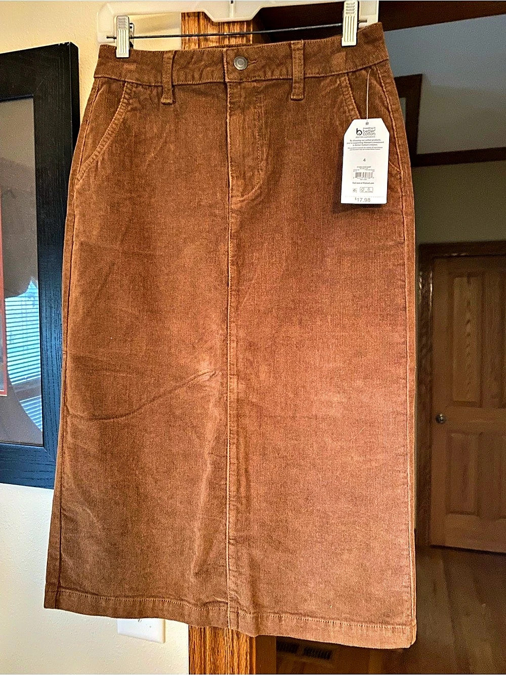 Time and Tru Corduroy Midi Skirt in Brown Size 4 NWT
